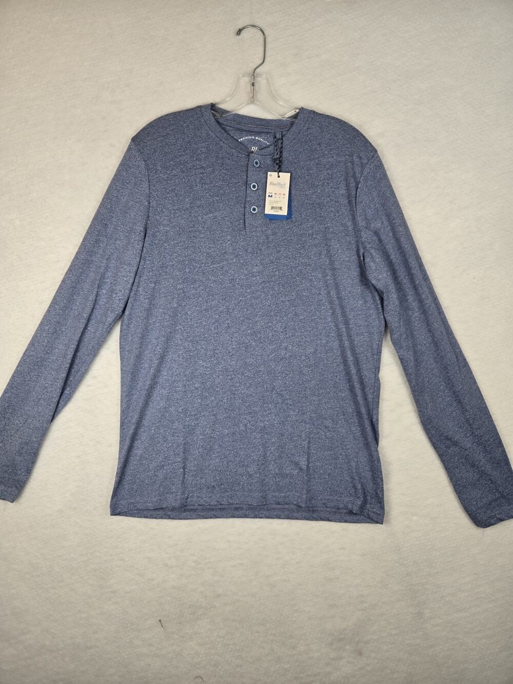 NWT Mens Blue Black Thread Long Sleeve Soft Blue Shirt Size Medium